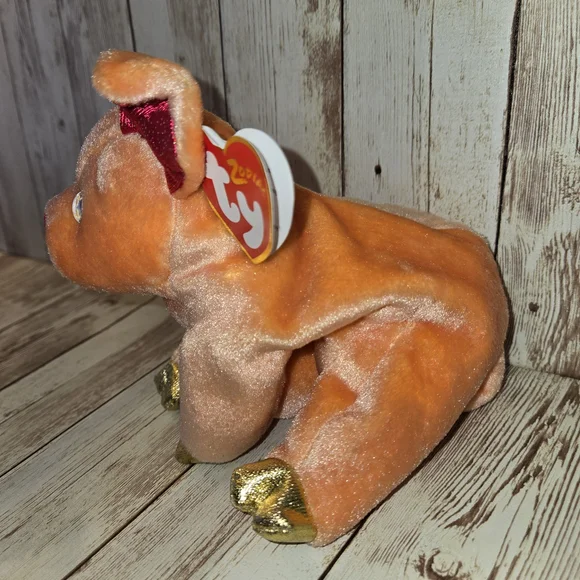 Ty Zodiac Pig Plush Toy - Orange with Gold and Pink - Picture 2 of 12